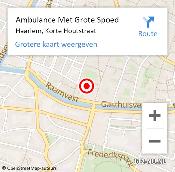 Locatie op kaart van de 112 melding: Ambulance Met Grote Spoed Naar Haarlem, Korte Houtstraat op 13 mei 2021 19:34