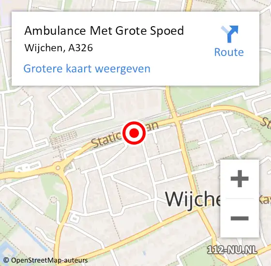 Locatie op kaart van de 112 melding: Ambulance Met Grote Spoed Naar Wijchen, A326 op 13 mei 2021 21:31