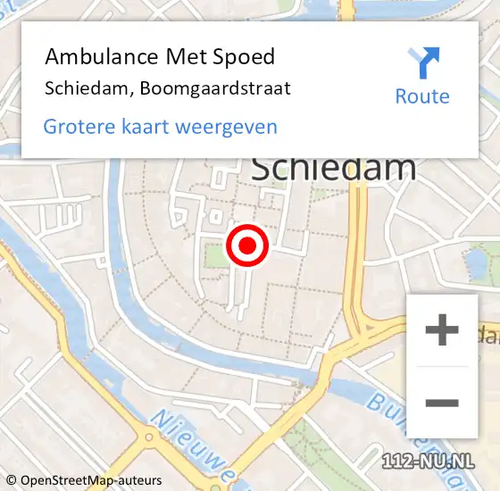Locatie op kaart van de 112 melding: Ambulance Met Spoed Naar Schiedam, Boomgaardstraat op 13 mei 2021 23:38