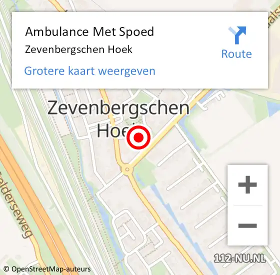 Locatie op kaart van de 112 melding: Ambulance Met Spoed Naar Zevenbergschen Hoek op 14 mei 2021 07:33