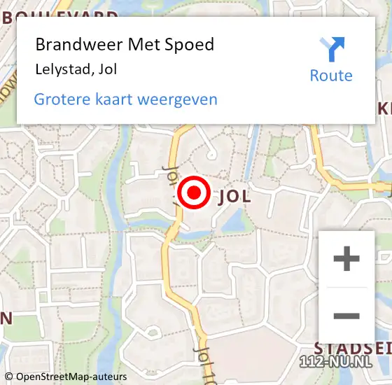 Locatie op kaart van de 112 melding: Brandweer Met Spoed Naar Lelystad, Jol op 14 mei 2021 16:28