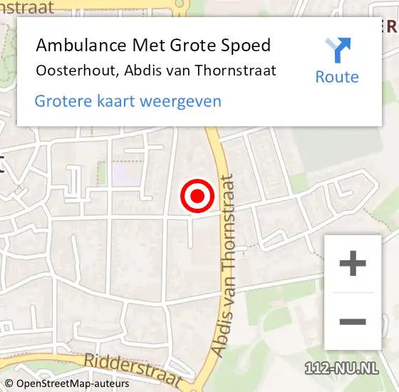 Locatie op kaart van de 112 melding: Ambulance Met Grote Spoed Naar Oosterhout, Abdis van Thornstraat op 14 mei 2021 18:49