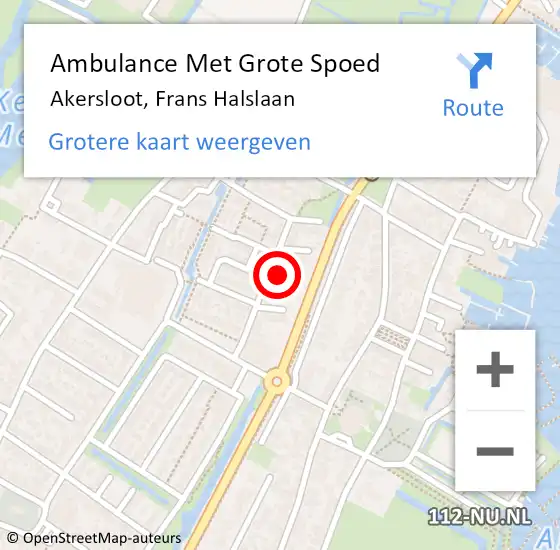 Locatie op kaart van de 112 melding: Ambulance Met Grote Spoed Naar Akersloot, Frans Halslaan op 15 mei 2021 00:56