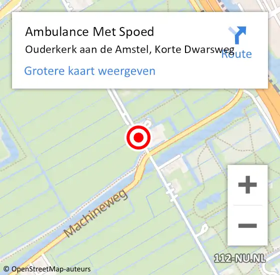 Locatie op kaart van de 112 melding: Ambulance Met Spoed Naar Ouderkerk aan de Amstel, Korte Dwarsweg op 15 mei 2021 12:24