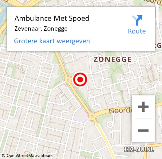 Locatie op kaart van de 112 melding: Ambulance Met Spoed Naar Zevenaar, Zonegge op 15 mei 2021 18:04