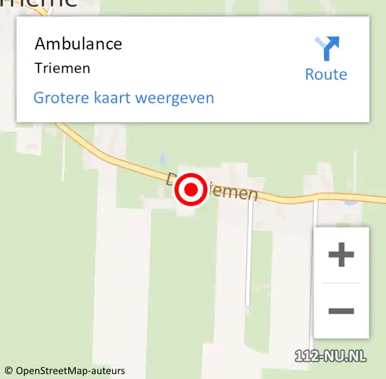 Locatie op kaart van de 112 melding: Ambulance Triemen op 15 mei 2021 20:00