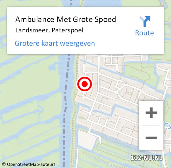 Locatie op kaart van de 112 melding: Ambulance Met Grote Spoed Naar Landsmeer, Paterspoel op 15 mei 2021 23:36