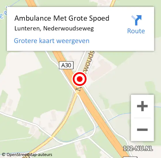 Locatie op kaart van de 112 melding: Ambulance Met Grote Spoed Naar Lunteren, Nederwoudseweg op 15 mei 2021 23:37