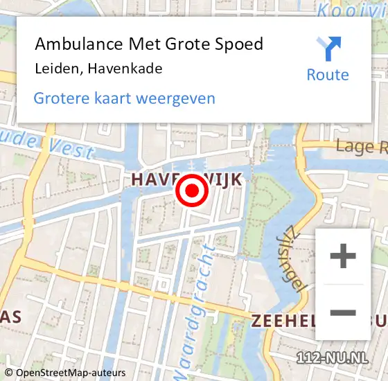 Locatie op kaart van de 112 melding: Ambulance Met Grote Spoed Naar Leiden, Havenkade op 16 mei 2021 09:01