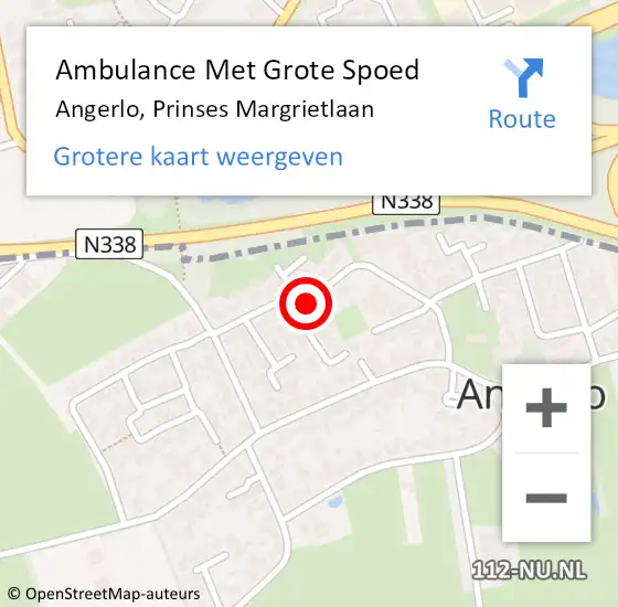 Locatie op kaart van de 112 melding: Ambulance Met Grote Spoed Naar Angerlo, Prinses Margrietlaan op 16 mei 2021 11:53