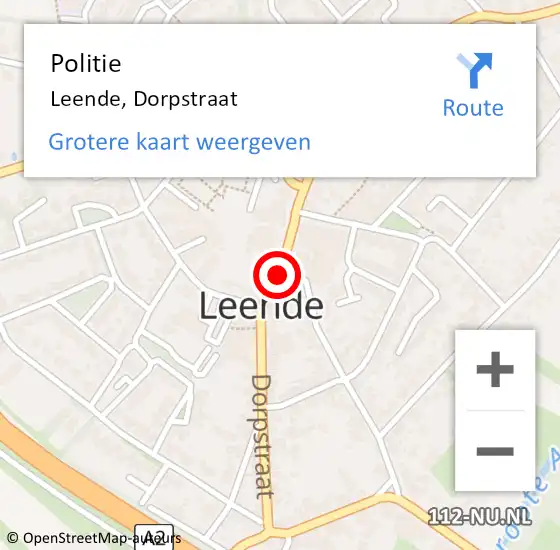 Locatie op kaart van de 112 melding: Politie Leende, Dorpstraat op 16 mei 2021 11:54