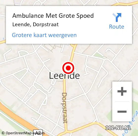 Locatie op kaart van de 112 melding: Ambulance Met Grote Spoed Naar Leende, Dorpstraat op 16 mei 2021 11:58