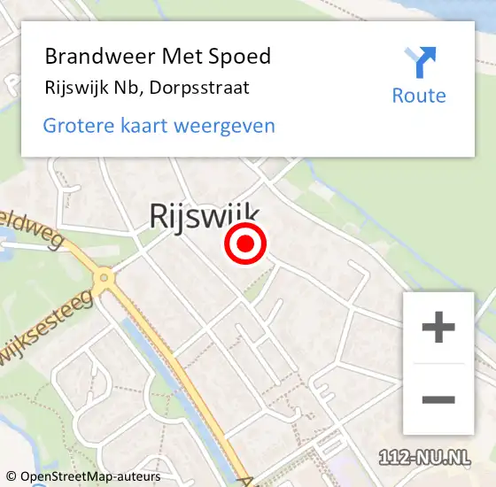 Locatie op kaart van de 112 melding: Brandweer Met Spoed Naar Rijswijk Nb, Dorpsstraat op 16 mei 2021 12:57