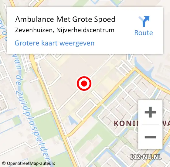 Locatie op kaart van de 112 melding: Ambulance Met Grote Spoed Naar Zevenhuizen, Nijverheidscentrum op 16 mei 2021 13:23