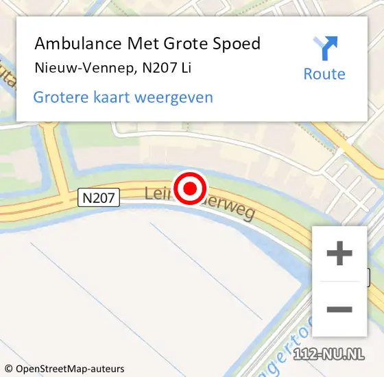 Locatie op kaart van de 112 melding: Ambulance Met Grote Spoed Naar Nieuw-Vennep, N207 Li op 16 mei 2021 13:30