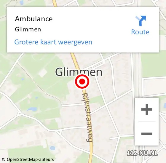 Locatie op kaart van de 112 melding: Ambulance Glimmen op 16 mei 2021 18:49