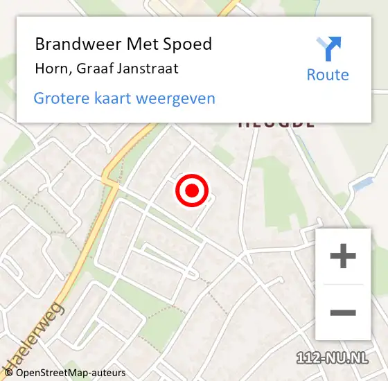 Locatie op kaart van de 112 melding: Brandweer Met Spoed Naar Horn, Graaf Janstraat op 16 mei 2021 19:49
