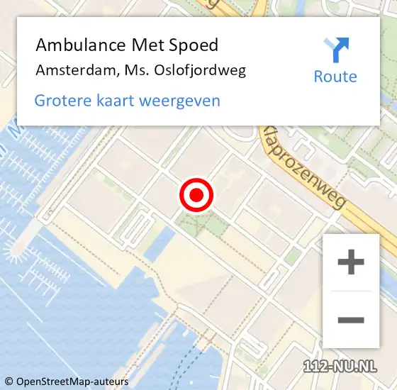 Locatie op kaart van de 112 melding: Ambulance Met Spoed Naar Amsterdam, Ms. Oslofjordweg op 17 mei 2021 02:55