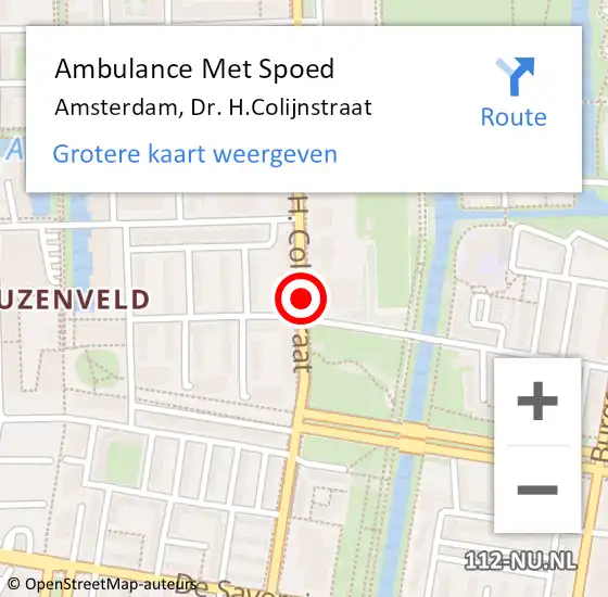 Locatie op kaart van de 112 melding: Ambulance Met Spoed Naar Amsterdam, Dr. H.Colijnstraat op 17 mei 2021 11:49