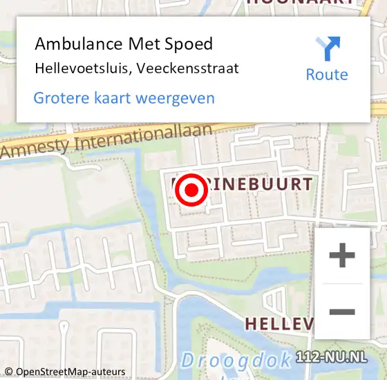 Locatie op kaart van de 112 melding: Ambulance Met Spoed Naar Hellevoetsluis, Veeckensstraat op 17 mei 2021 18:40