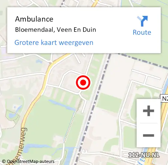 Locatie op kaart van de 112 melding: Ambulance Bloemendaal, Veen En Duin op 17 mei 2021 21:40