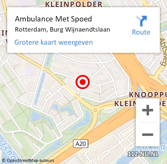 Locatie op kaart van de 112 melding: Ambulance Met Spoed Naar Rotterdam, Burg Wijnaendtslaan op 17 mei 2021 23:04