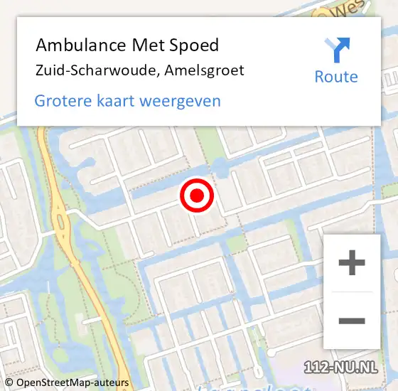 Locatie op kaart van de 112 melding: Ambulance Met Spoed Naar Zuid-Scharwoude, Amelsgroet op 18 mei 2021 05:47