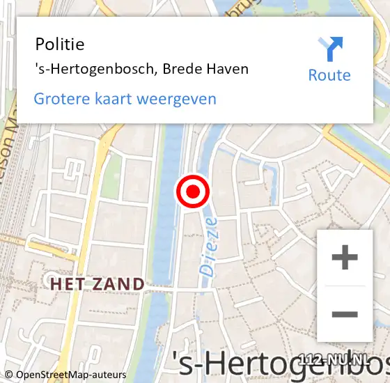Locatie op kaart van de 112 melding: Politie 's-Hertogenbosch, Brede Haven op 18 mei 2021 11:30