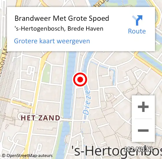 Locatie op kaart van de 112 melding: Brandweer Met Grote Spoed Naar 's-Hertogenbosch, Brede Haven op 18 mei 2021 11:31