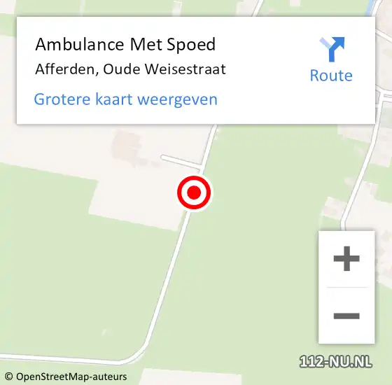 Locatie op kaart van de 112 melding: Ambulance Met Spoed Naar Afferden, Oude Weisestraat op 18 mei 2021 11:37