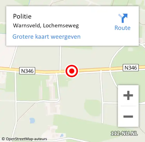 Locatie op kaart van de 112 melding: Politie Warnsveld, Lochemseweg op 18 mei 2021 17:43
