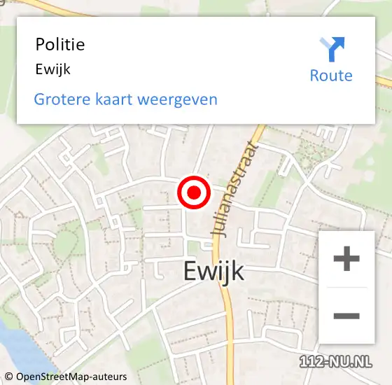 Locatie op kaart van de 112 melding: Politie Ewijk op 18 mei 2021 17:50