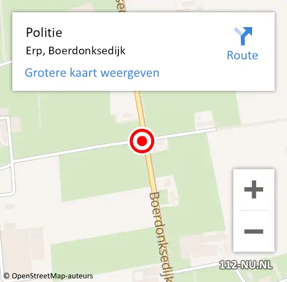 Locatie op kaart van de 112 melding: Politie Erp, Boerdonksedijk op 19 mei 2021 03:32