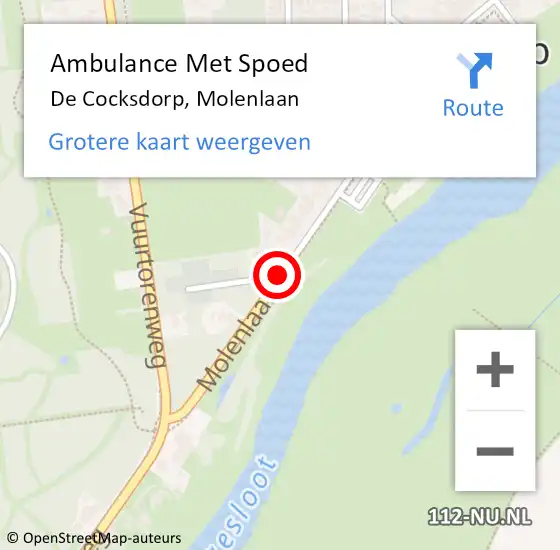 Locatie op kaart van de 112 melding: Ambulance Met Spoed Naar De Cocksdorp, Molenlaan op 19 mei 2021 08:05