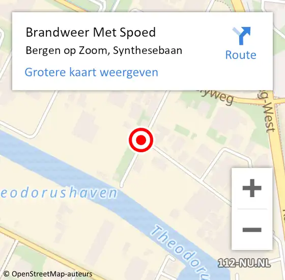 Locatie op kaart van de 112 melding: Brandweer Met Spoed Naar Bergen op Zoom, Synthesebaan op 19 mei 2021 14:51