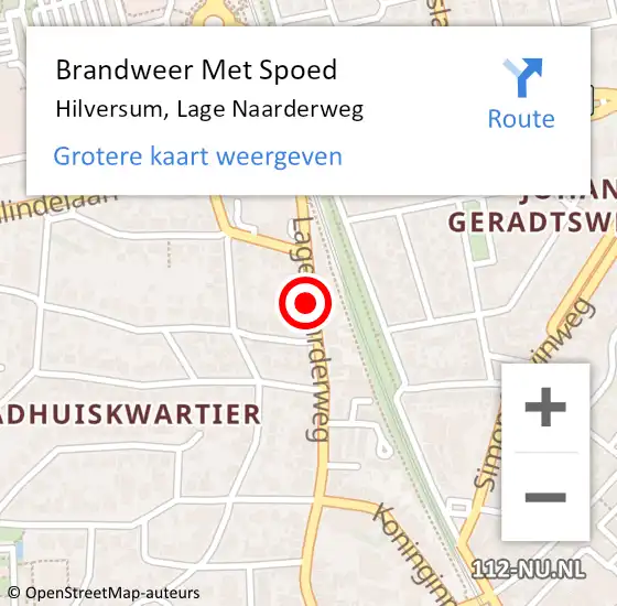 Locatie op kaart van de 112 melding: Brandweer Met Spoed Naar Hilversum, Lage Naarderweg op 19 mei 2021 17:03