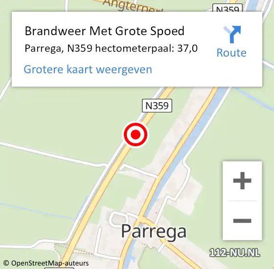 Locatie op kaart van de 112 melding: Brandweer Met Grote Spoed Naar Parrega, N359 op 20 mei 2021 00:39