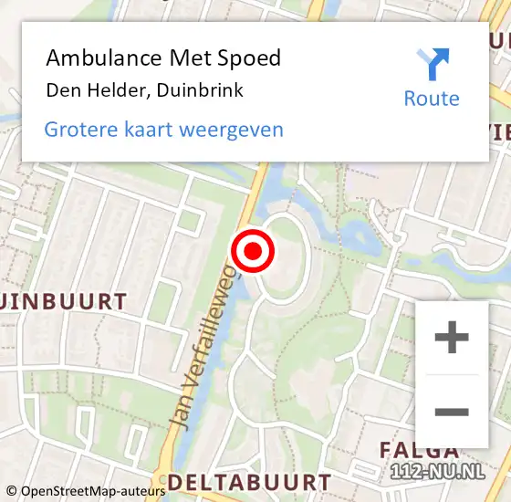 Locatie op kaart van de 112 melding: Ambulance Met Spoed Naar Den Helder, Duinbrink op 20 mei 2021 07:18