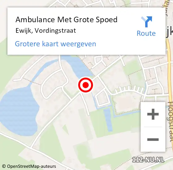 Locatie op kaart van de 112 melding: Ambulance Met Grote Spoed Naar Ewijk, Vordingstraat op 20 mei 2021 10:29