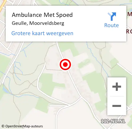 Locatie op kaart van de 112 melding: Ambulance Met Spoed Naar Geulle, Moorveldsberg op 20 mei 2021 12:45
