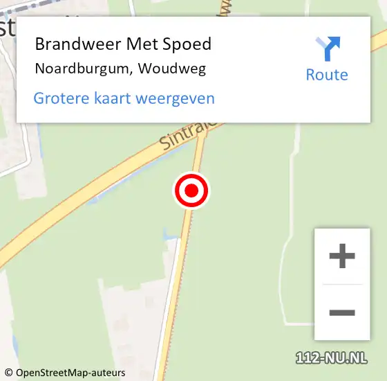 Locatie op kaart van de 112 melding: Brandweer Met Spoed Naar Noardburgum, Woudweg op 20 mei 2021 13:30