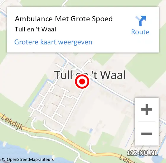 Locatie op kaart van de 112 melding: Ambulance Met Grote Spoed Naar Tull en 't Waal op 20 mei 2021 14:39