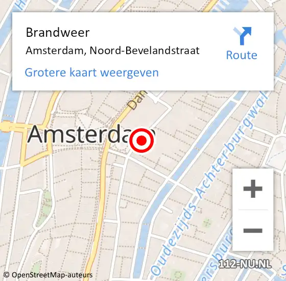 Locatie op kaart van de 112 melding: Brandweer Amsterdam, Noord-Bevelandstraat op 20 mei 2021 15:50