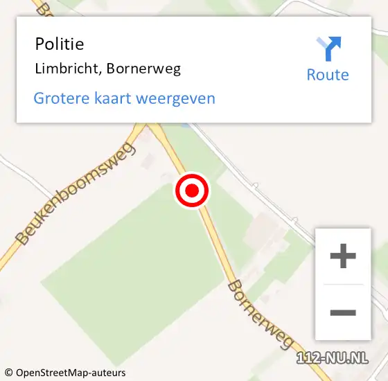 Locatie op kaart van de 112 melding: Politie Limbricht, Bornerweg op 21 mei 2021 08:33