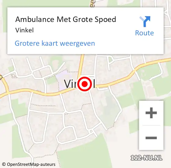Locatie op kaart van de 112 melding: Ambulance Met Grote Spoed Naar Vinkel op 21 mei 2021 15:45