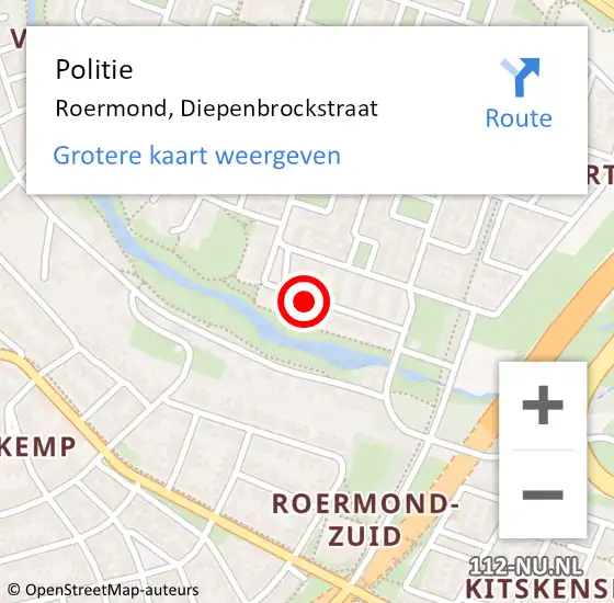 Locatie op kaart van de 112 melding: Politie Roermond, Diepenbrockstraat op 21 mei 2021 19:19
