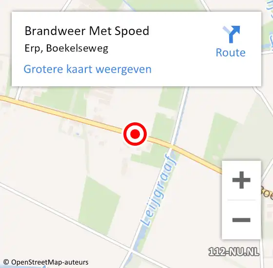Locatie op kaart van de 112 melding: Brandweer Met Spoed Naar Erp, Boekelseweg op 21 mei 2021 21:38
