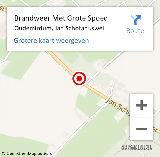 Locatie op kaart van de 112 melding: Brandweer Met Grote Spoed Naar Oudemirdum, Jan Schotanuswei op 21 mei 2021 22:51
