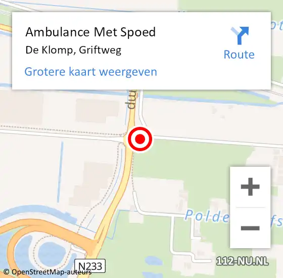 Locatie op kaart van de 112 melding: Ambulance Met Spoed Naar De Klomp, Griftweg op 22 mei 2021 03:07