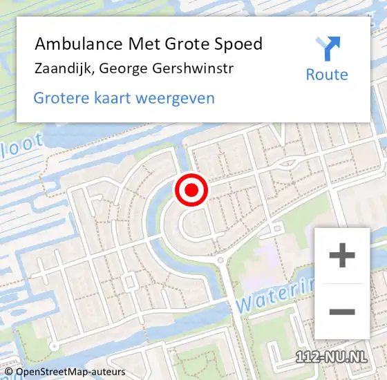 Locatie op kaart van de 112 melding: Ambulance Met Grote Spoed Naar Zaandijk, George Gershwinstr op 22 mei 2021 07:06